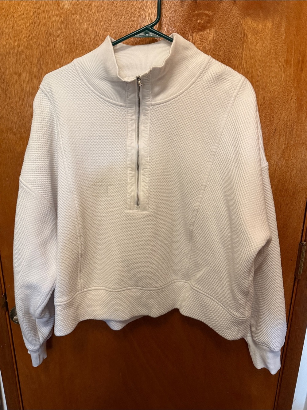 Calia - Women's White Quarter-Zip Textured Pullover